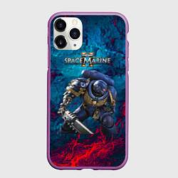 Чехол iPhone 11 Pro матовый Warhammer 40000 space marine 2 ультрамарин, цвет: 3D-фиолетовый