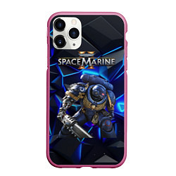 Чехол iPhone 11 Pro матовый Warhammer 40000 space marine 2 ультрамарин, цвет: 3D-малиновый