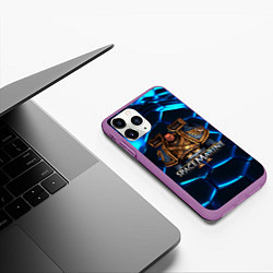 Чехол iPhone 11 Pro матовый Captain Warhammer 40000 space marine 2 Titus, цвет: 3D-фиолетовый — фото 2