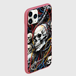 Чехол iPhone 11 Pro матовый Паттерн из кибер черепов - нейроарт, цвет: 3D-малиновый — фото 2