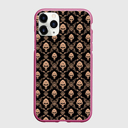 Чехол iPhone 11 Pro матовый Череп - паттерн, цвет: 3D-малиновый