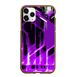 Чехол iPhone 11 Pro матовый Abstract purple stripes on a black background, цвет: 3D-коричневый