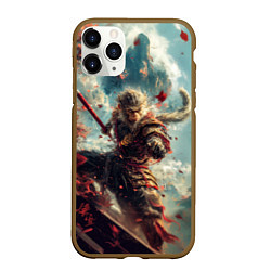 Чехол iPhone 11 Pro матовый Wukong с посохом, цвет: 3D-коричневый