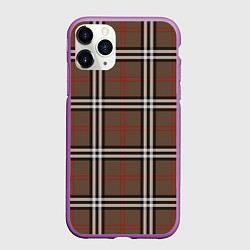Чехол iPhone 11 Pro матовый Стильная клетка - шотландка, цвет: 3D-фиолетовый