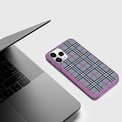Чехол iPhone 11 Pro матовый Стильная клетка - шотландская, цвет: 3D-фиолетовый — фото 2