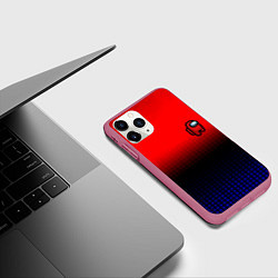 Чехол iPhone 11 Pro матовый Among us geometry gradient, цвет: 3D-малиновый — фото 2