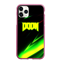 Чехол iPhone 11 Pro матовый Doom кислотные линии, цвет: 3D-малиновый