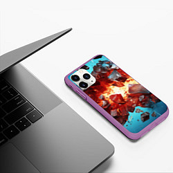 Чехол iPhone 11 Pro матовый Обломки абстрактных камней от взрыва, цвет: 3D-фиолетовый — фото 2