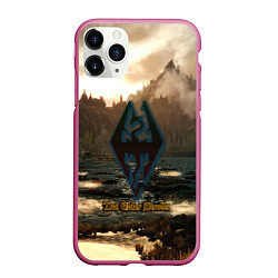 Чехол iPhone 11 Pro матовый Skyrim logo природа, цвет: 3D-малиновый