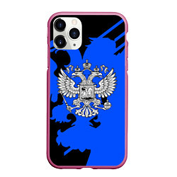 Чехол iPhone 11 Pro матовый Россия герб патриот, цвет: 3D-малиновый