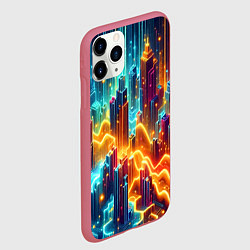 Чехол iPhone 11 Pro матовый Neon metropolis - vaporwave, цвет: 3D-малиновый — фото 2