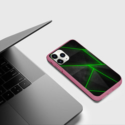 Чехол iPhone 11 Pro матовый Лучи неон абстракция, цвет: 3D-малиновый — фото 2