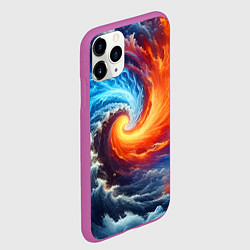 Чехол iPhone 11 Pro матовый Столкновение двух стихий - инь янь, цвет: 3D-фиолетовый — фото 2