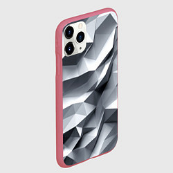 Чехол iPhone 11 Pro матовый Белая геометрия с искажением, цвет: 3D-малиновый — фото 2