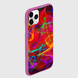 Чехол iPhone 11 Pro матовый Неоновые волны дыма, цвет: 3D-фиолетовый — фото 2