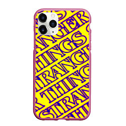 Чехол iPhone 11 Pro матовый Stranger Things serials, цвет: 3D-малиновый