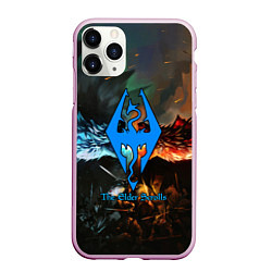 Чехол iPhone 11 Pro матовый Skyrim драконы, цвет: 3D-розовый