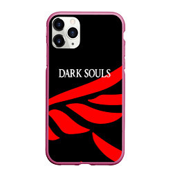 Чехол iPhone 11 Pro матовый Dark souls game wings, цвет: 3D-малиновый