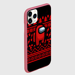 Чехол iPhone 11 Pro матовый Among us ядерный новогодний, цвет: 3D-малиновый — фото 2