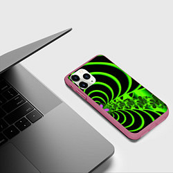 Чехол iPhone 11 Pro матовый Оптические иллюзии абстракция, цвет: 3D-малиновый — фото 2