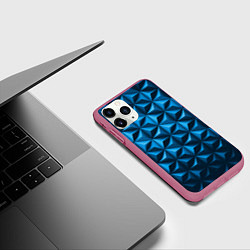 Чехол iPhone 11 Pro матовый Синяя треугольная текстура, цвет: 3D-малиновый — фото 2