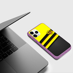 Чехол iPhone 11 Pro матовый Герб РФ геометрия линии, цвет: 3D-фиолетовый — фото 2