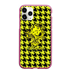 Чехол iPhone 11 Pro матовый Cyberpunk 2077 pattern, цвет: 3D-малиновый