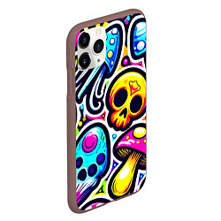 Чехол iPhone 11 Pro матовый Композиция из черепов и грибов - нейроарт, цвет: 3D-коричневый — фото 2