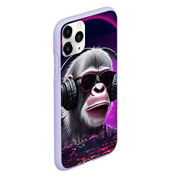 Чехол iPhone 11 Pro матовый DJ monkey - Neon city, цвет: 3D-светло-сиреневый — фото 2