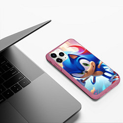 Чехол iPhone 11 Pro матовый Sonic 1, цвет: 3D-малиновый — фото 2