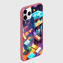Чехол iPhone 11 Pro матовый Minecraft 2 0, цвет: 3D-малиновый — фото 2