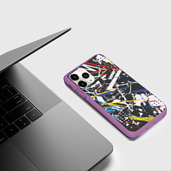 Чехол iPhone 11 Pro матовый Дизайнерская абстракция, цвет: 3D-фиолетовый — фото 2
