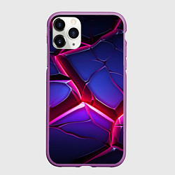 Чехол iPhone 11 Pro матовый Темные синие плиты и фиолетовый свет, цвет: 3D-фиолетовый