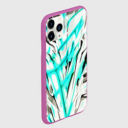 Чехол iPhone 11 Pro матовый Чёрно-голубая агрессивная абстракция на белом фоне, цвет: 3D-фиолетовый — фото 2
