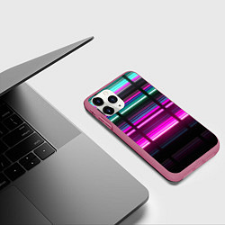 Чехол iPhone 11 Pro матовый Неоновые лучи текстура, цвет: 3D-малиновый — фото 2