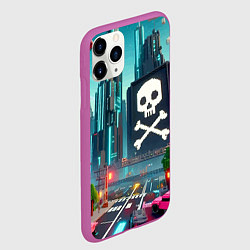 Чехол iPhone 11 Pro матовый Minecraft district with skull - ai art fantasy, цвет: 3D-фиолетовый — фото 2