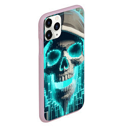 Чехол iPhone 11 Pro матовый Скелет в балахоне - граффити кибер-хакер, цвет: 3D-розовый — фото 2