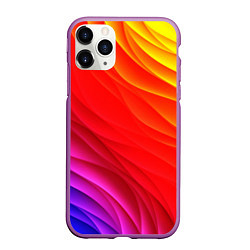 Чехол iPhone 11 Pro матовый Абстрактные волны текстура, цвет: 3D-фиолетовый