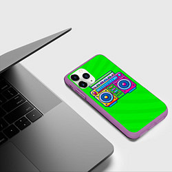 Чехол iPhone 11 Pro матовый Ритмы бумбокса, цвет: 3D-фиолетовый — фото 2