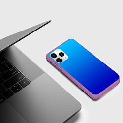 Чехол iPhone 11 Pro матовый Голубой градиент, цвет: 3D-фиолетовый — фото 2