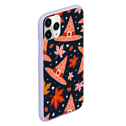 Чехол iPhone 11 Pro матовый Шляпа в осенних листьях, цвет: 3D-светло-сиреневый — фото 2