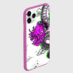 Чехол iPhone 11 Pro матовый Cyberpunk neon dragon, цвет: 3D-фиолетовый — фото 2