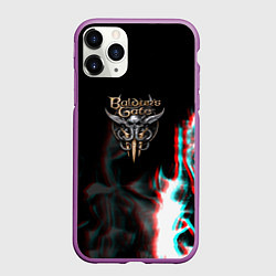 Чехол iPhone 11 Pro матовый Baldurs Gate glitch fire, цвет: 3D-фиолетовый
