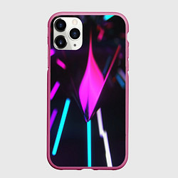 Чехол iPhone 11 Pro матовый Оптические лучи неон, цвет: 3D-малиновый
