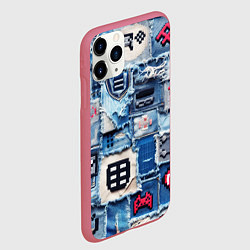 Чехол iPhone 11 Pro матовый Геймерские знаки на пэчворк, цвет: 3D-малиновый — фото 2