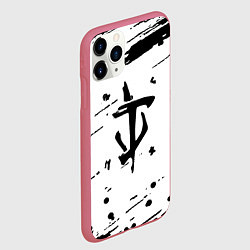 Чехол iPhone 11 Pro матовый Doom краски текстура, цвет: 3D-малиновый — фото 2