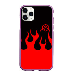 Чехол iPhone 11 Pro матовый Linkin park logo fire, цвет: 3D-фиолетовый