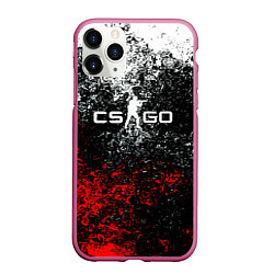 Чехол iPhone 11 Pro матовый CSGO брызги красок, цвет: 3D-малиновый