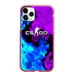 Чехол iPhone 11 Pro матовый CSGO neon flame, цвет: 3D-малиновый