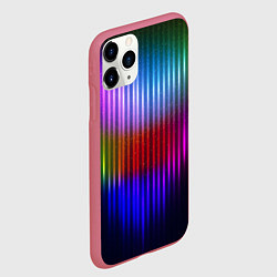Чехол iPhone 11 Pro матовый Неоновая геометрия полосы, цвет: 3D-малиновый — фото 2